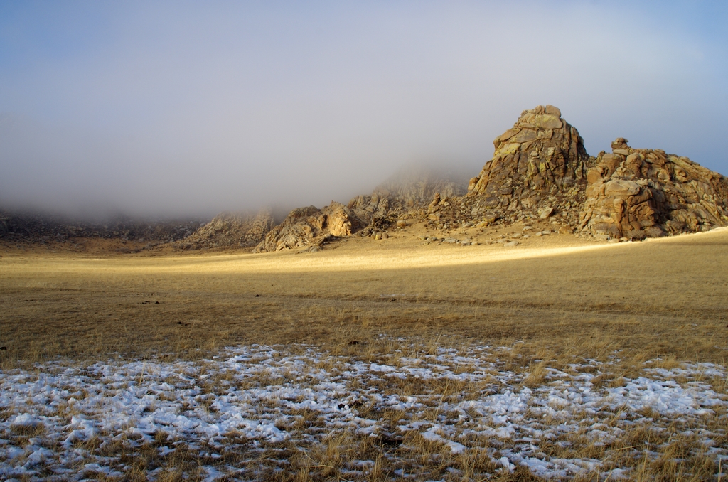 Voile de brume se levant - Mongolie